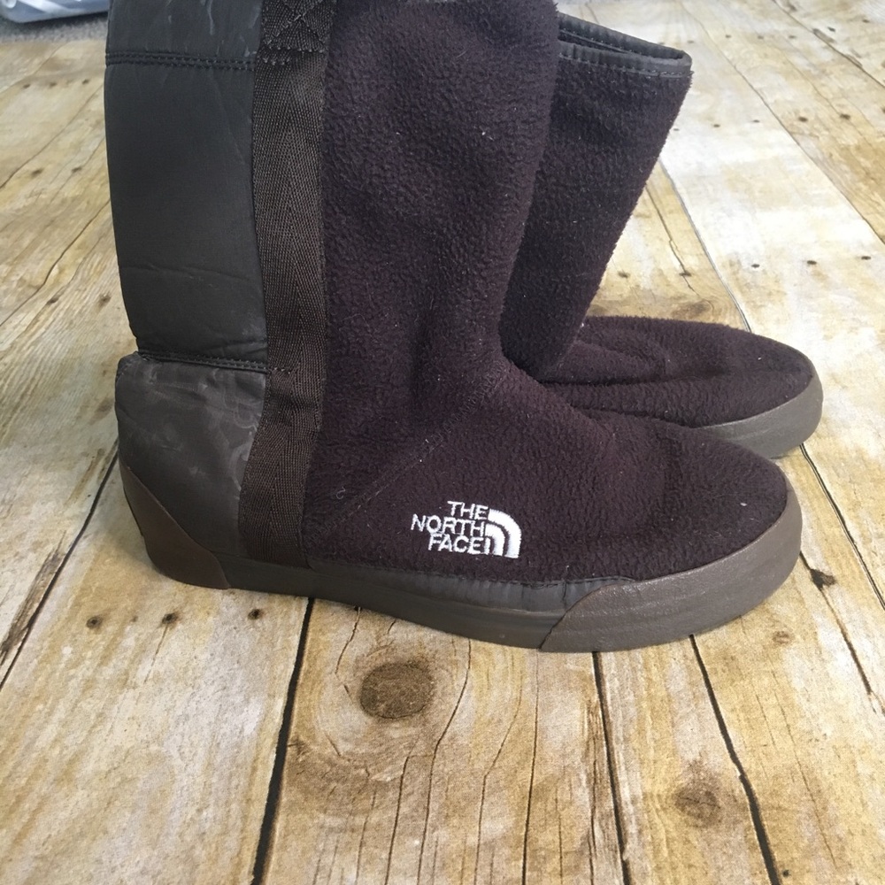 The North Face brown fleece boots. Size 7